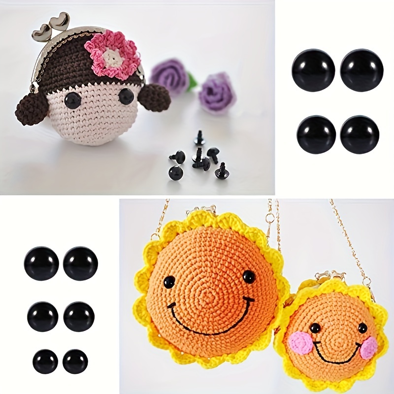 100pcs 6-12mm Black Plastic Crafts Safety Eyes For Teddy Bear Soft Doll  Animal Doll Amigurumi DIY Accessories