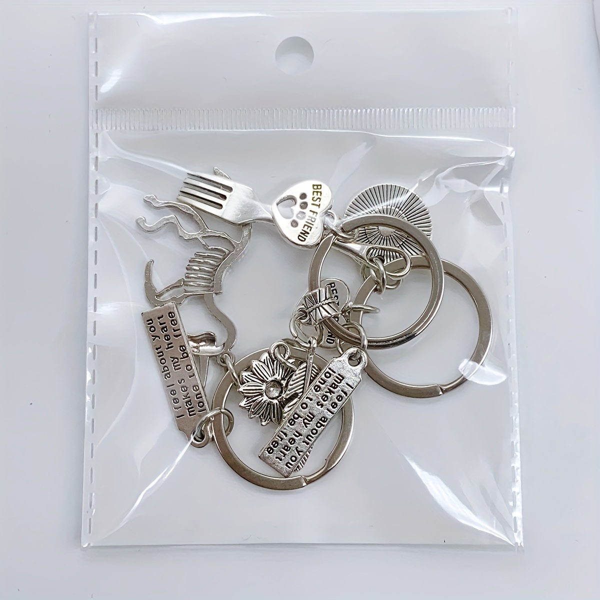 Vintage Silver BFF Best Friends Heart Keychain For Keys Car Bag