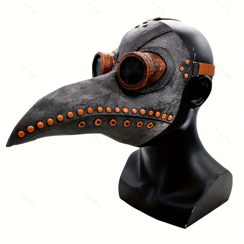Skeleteen Máscara medieval de la peste del médico, accesorio de disfraz de  pájaro de piel sintética negra