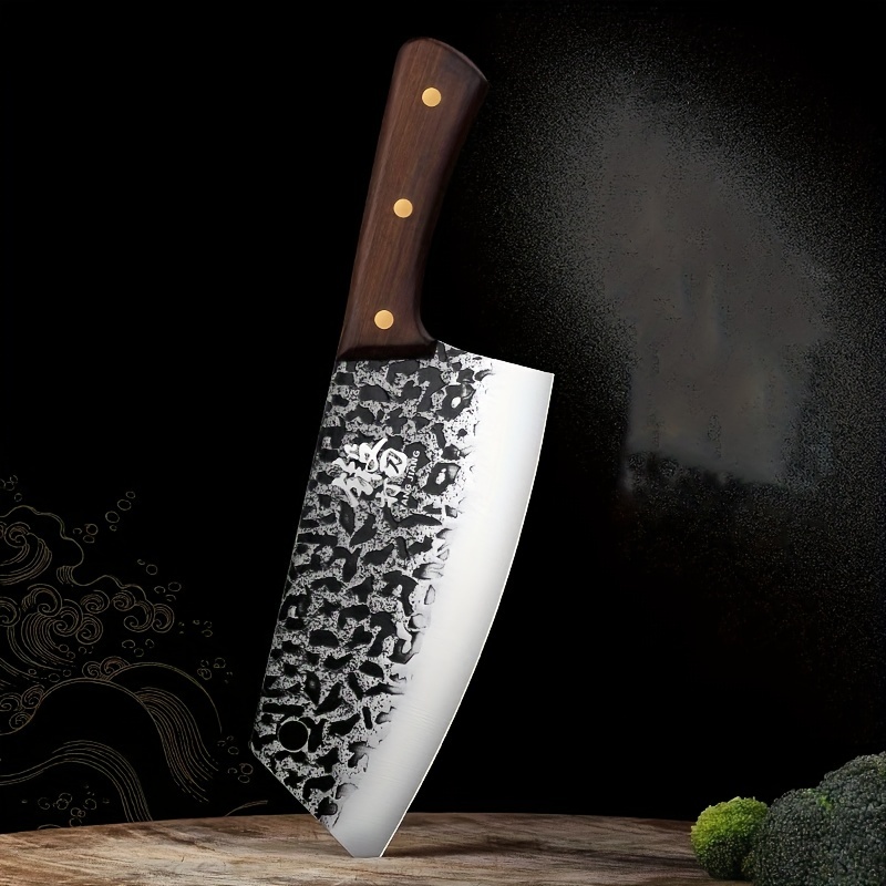 Topfeel Juego de cuchillos de carnicero de 3 piezas, cuchillo de chef  forjado a mano, cuchillo de corte de carne de acero de alto carbono para  cocina