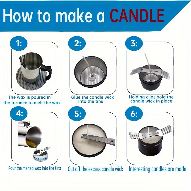 DINGPAI Candle Making Kit, DIY Candles Craft Tools,1pc Candle Make Pouring Pot,50pcs Candle Wicks, 50pcs Candle Wicks Sticker