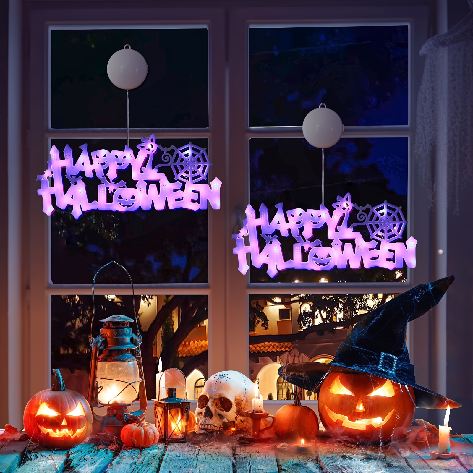 Happy Halloween Home Decor Stickers Muraux Sorcière Chauves-Souris  Araignées Citrouille Lanterne Chat Chambre Salon Stickers