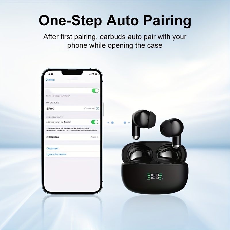 SP9X built-in digital display for ultra long battery life, in ear noise cancelling wireless earphones_voghion.com