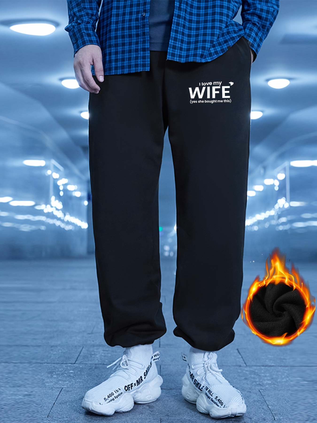 Men's Casual Winter Alphabet Print Jogger Pants