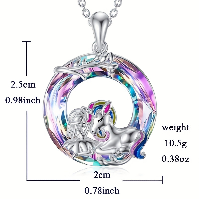 Unicorn Crystal Round Necklace for Men