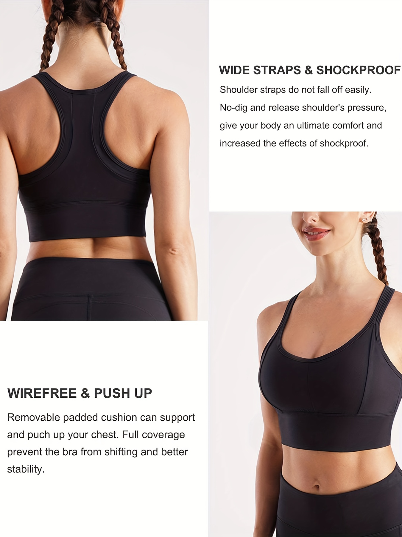 Women Padded Push Up Sports Bra High Impact Support For Yoga Gym Running  Croptop