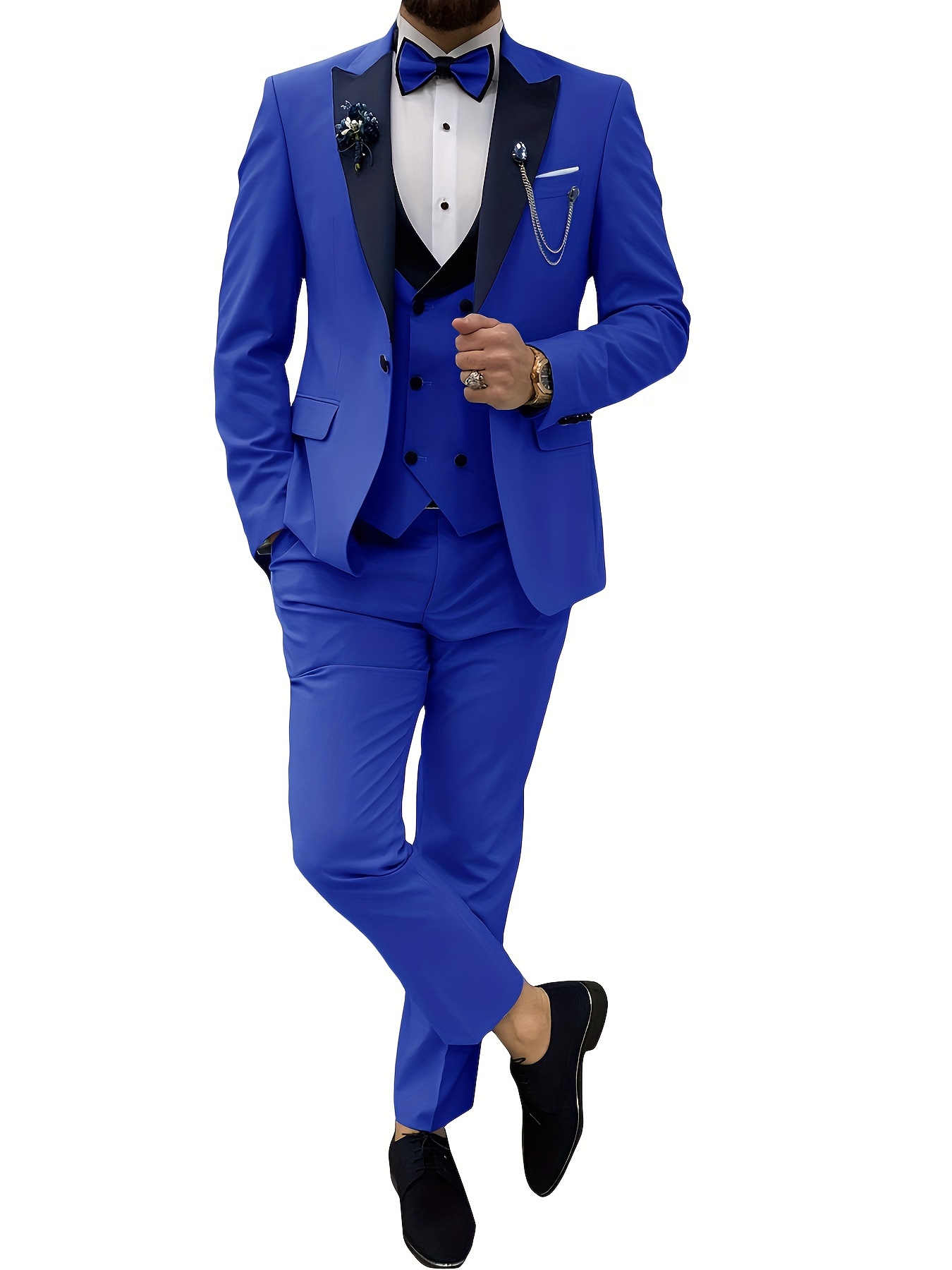 Men's Royal Blue 3 Piece Fashion Formal Suit Slim Fit One 