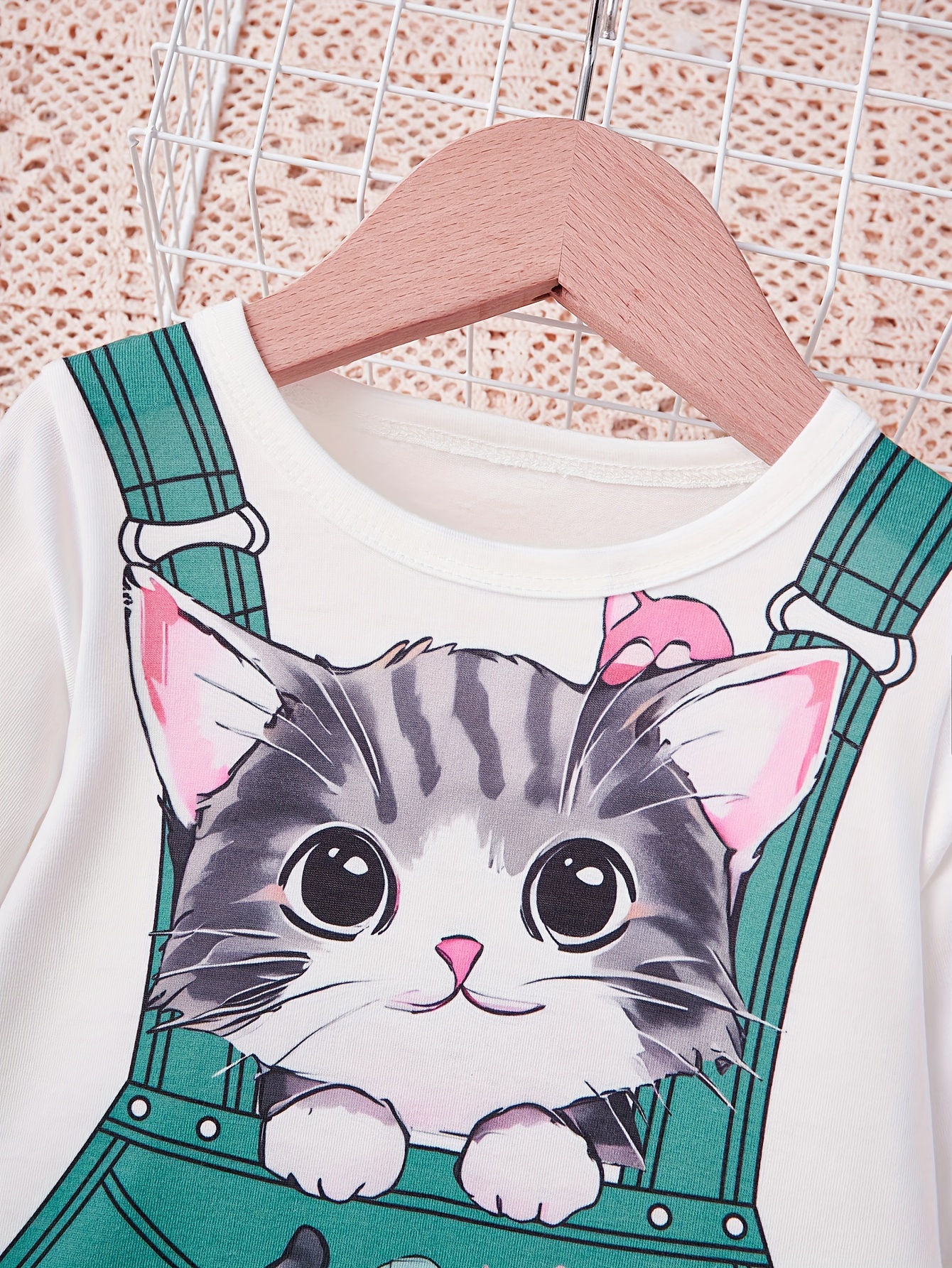 Toddler Baby Girl's Dress, Creative Cartoon Cat Print 0-4 Years Old Baby  T-shirt Long Sleeve Dress For Girls