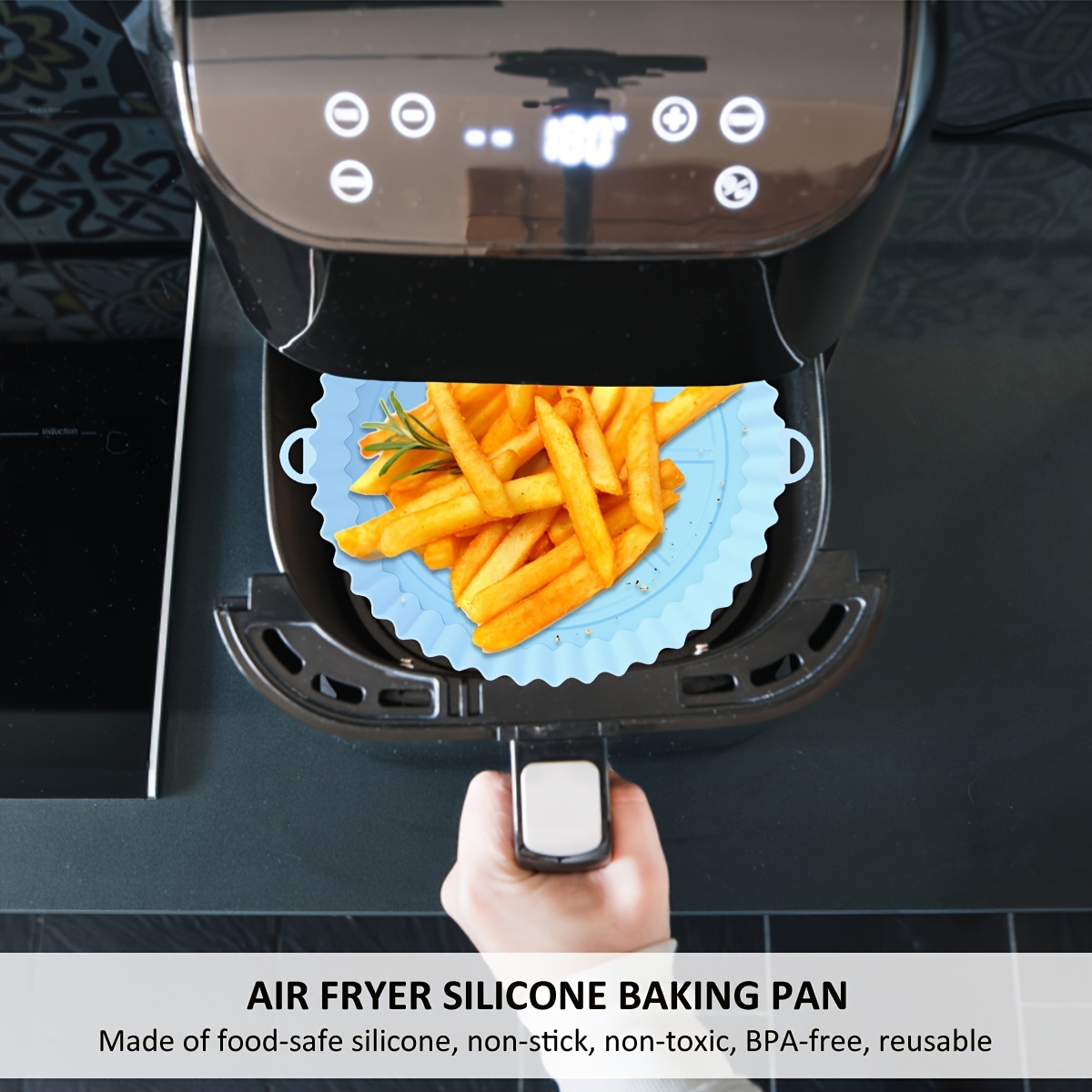 2pcs Air Fryer Panier en silicone Moule en silicone Air Friteuse