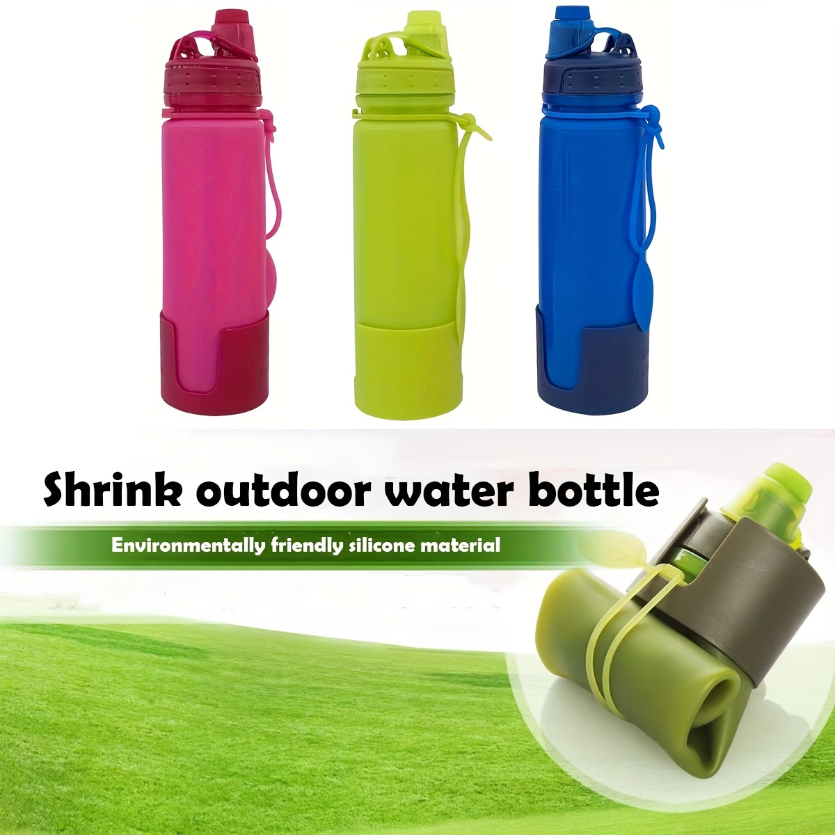 Solid Color Silicone Water Bottle Spill Proof Bottles - Temu