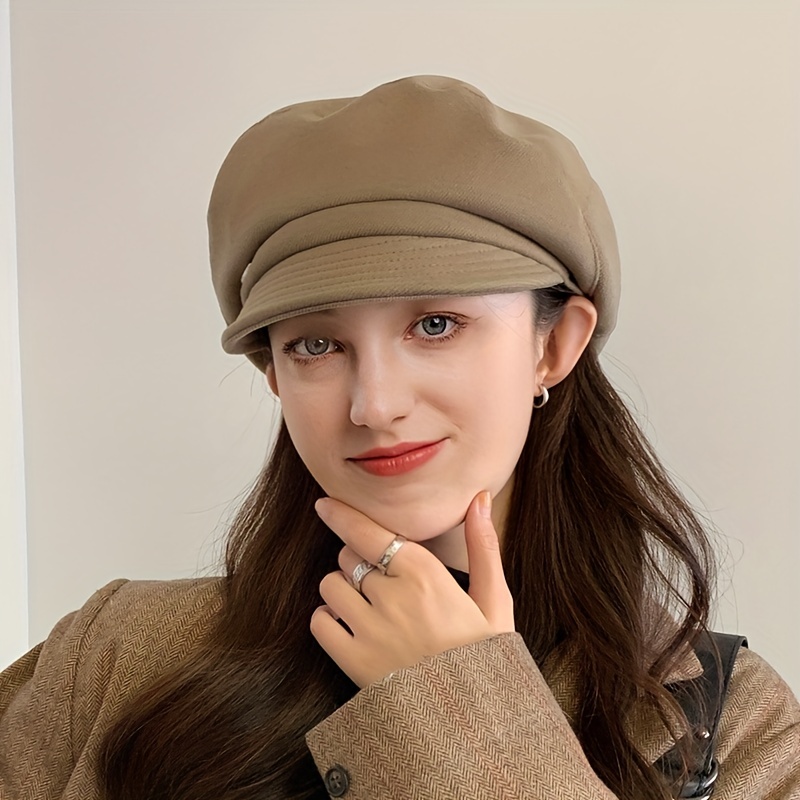 Classic British Style Octagonal Berets Simple Newsboy Hat Elegant Solid  Color Painter Cap Vintage Beret Hats For Women Autumn & Winter