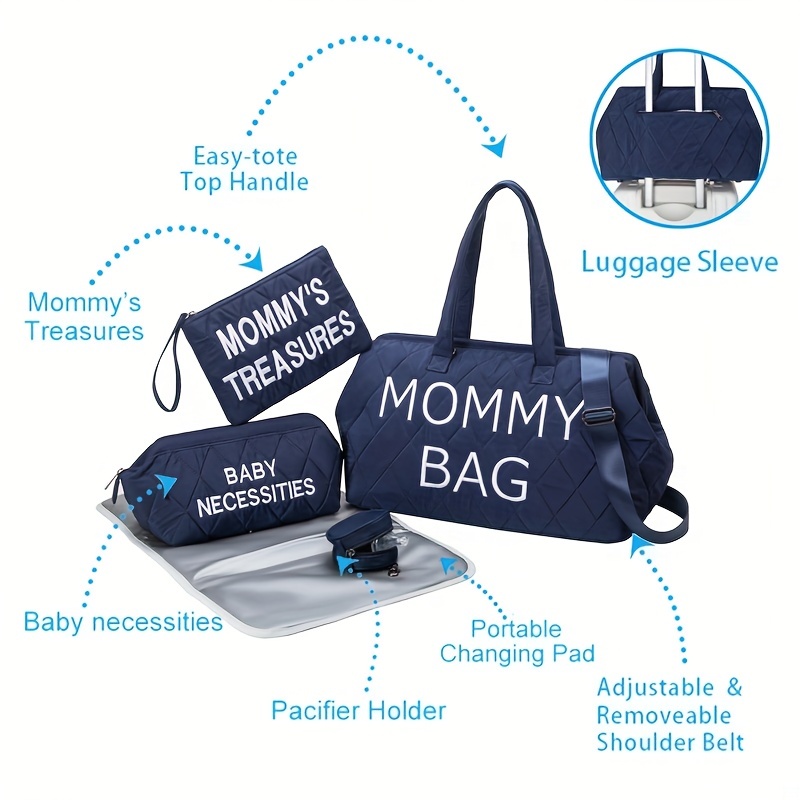  Bolsa de pañales, MOMMY BAG para hospital con cambiador, bolsas  de hospital para trabajo de parto y parto, bolsa de mamá para hospital,  Azul marino : Bebés
