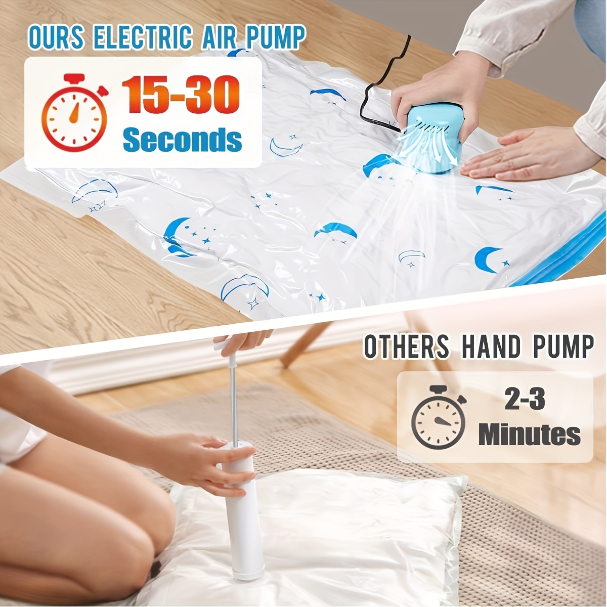 Vacuum Storage Bags. Hand-pump For Travel! Zip Seal And Seal Valve! Vacuum  Sealer Bags For Comforters, Blankets, Bedding, Clothing