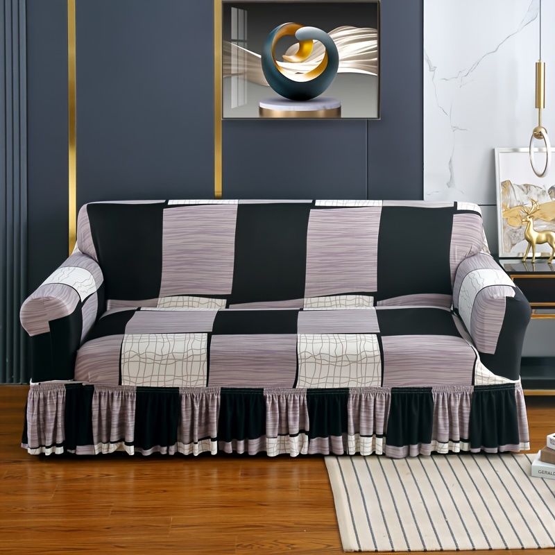 Stretch Plaid Sofa Slipcover Retro Classic Furniture - Temu