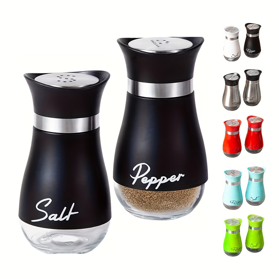 

2 Pcs Refillable Salt & Pepper Shakers Set, Spice Bottles, - Container For Home, Restaurant, And Picnic - 3.4oz Kitchen Accessories