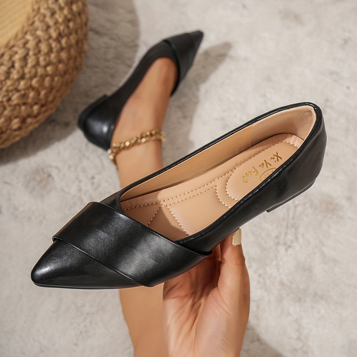 Women's Pointed Toe Court Pumps Solid Slip Soft Sole - Temu Canada
