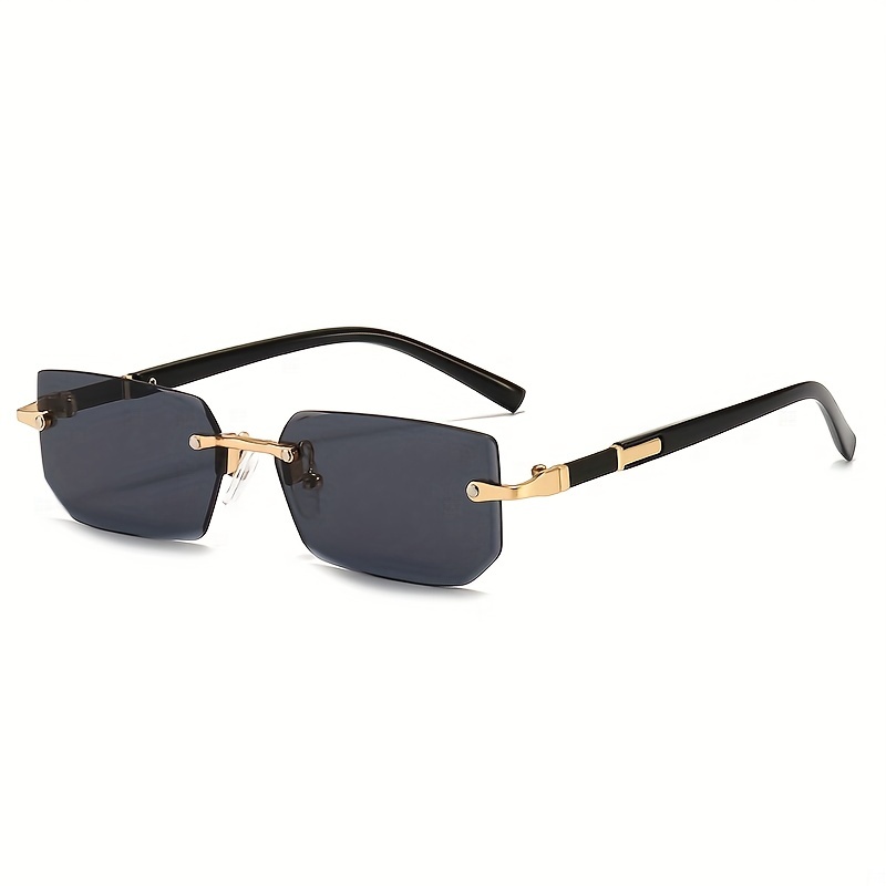 Óculos de sol piloto sem aro vintage para homens e mulheres, lente de corte  retrô, óculos