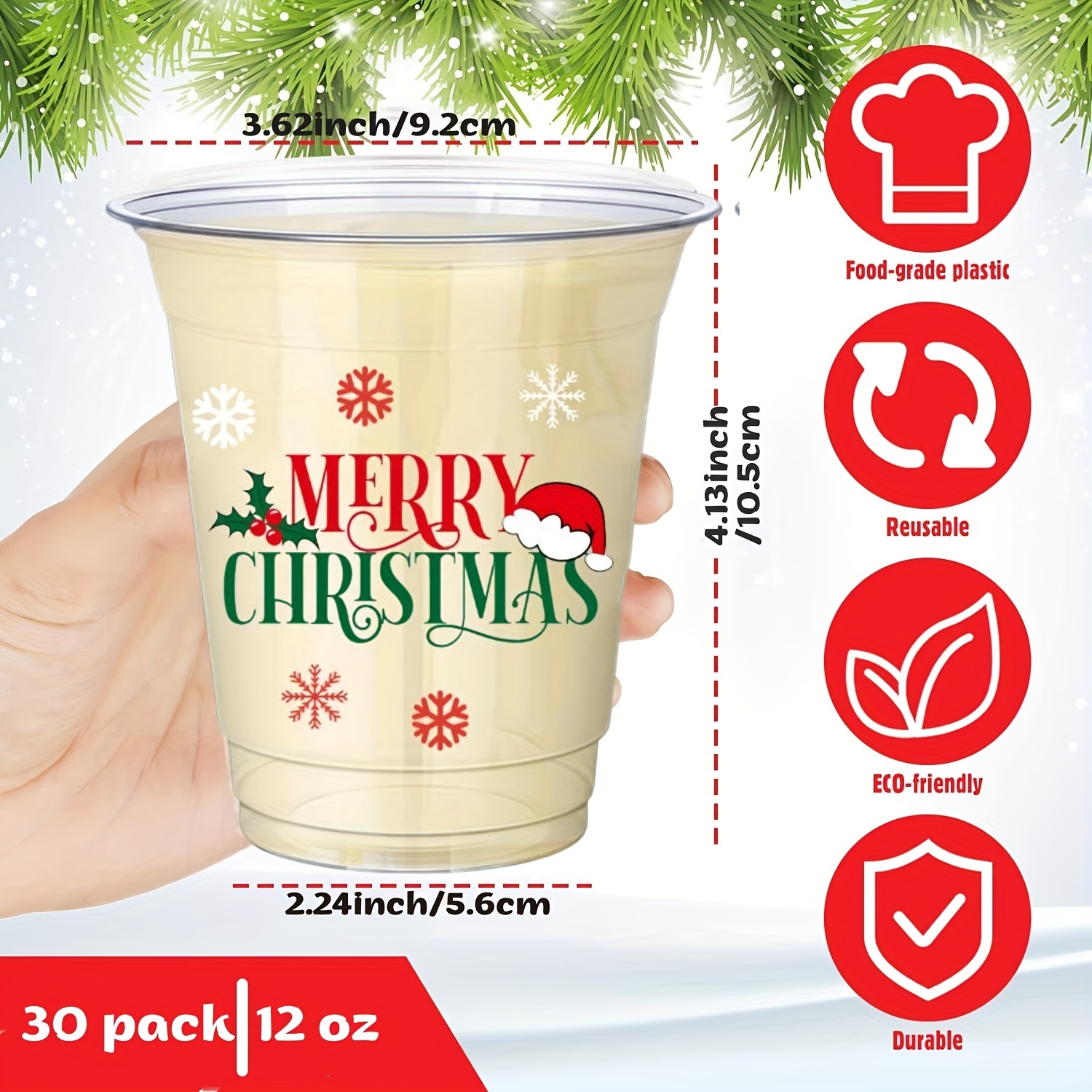 Christmas Party Cups Disposable Christmas Cups Clear - Temu