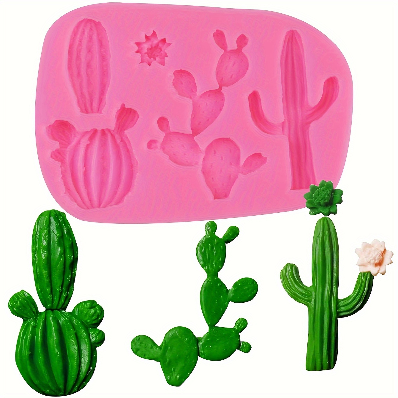 JDEFEG Cactus Candy Melt Molds Valentine's Cake Baking Day Chocolate Tool  Silicone Love Diy Cake Mould Baking Pans with Lids for Oven Silica Gel Pink  