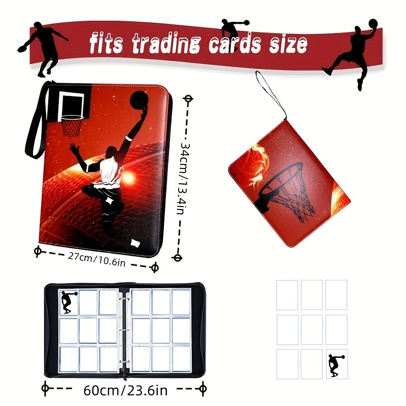 Basketball Card Binder with Sleeves - 720 Card Protectors Holder Book for Sport Cards, 40 Pcs 9-Pocket Pages, Card Collector Album with Zipper