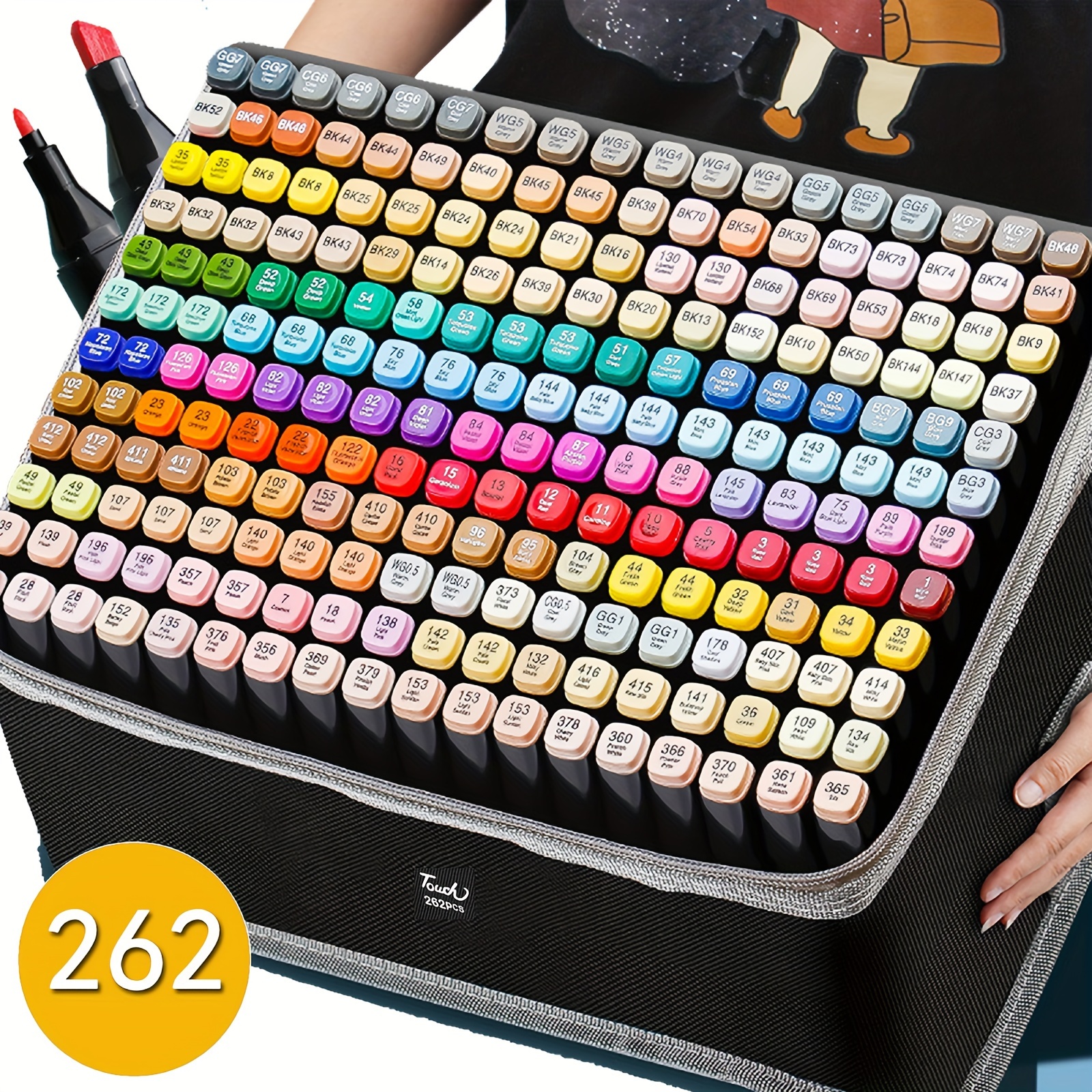 Double-sided markers in a bag (204 pcs.) + stand 
