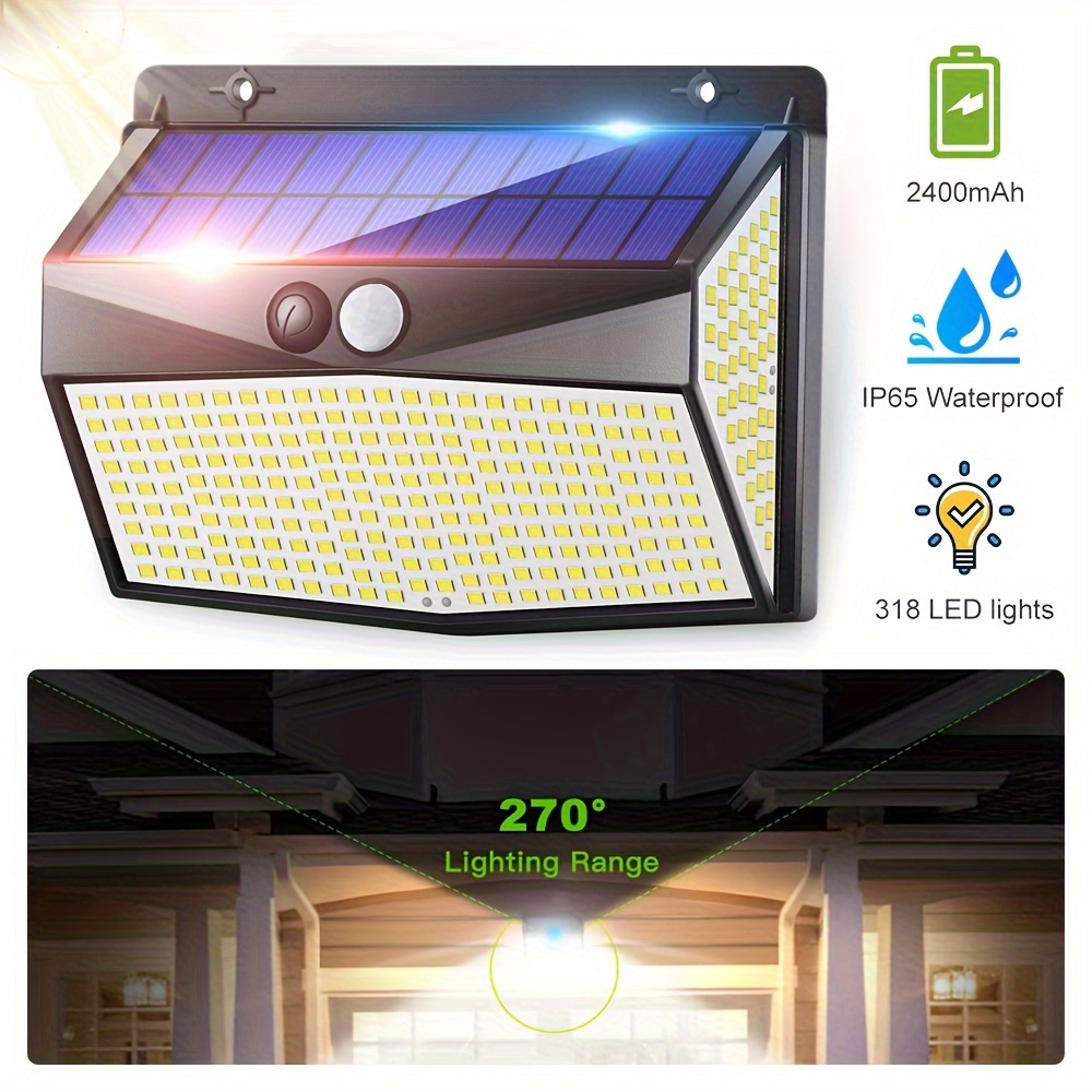 2 Luces LED De Pared Solar Para Exteriores Sensor De - Temu Chile