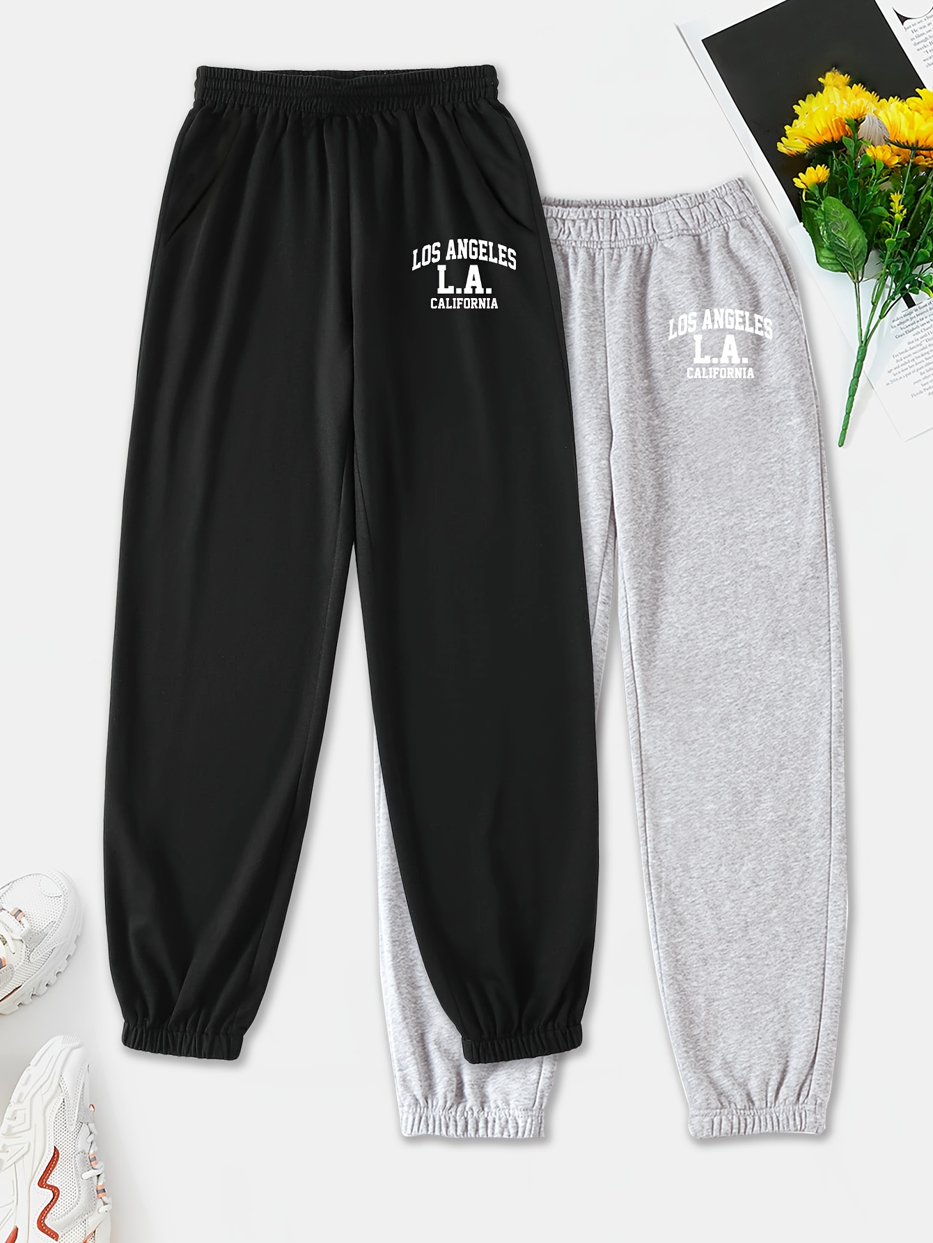 Fashion Girls''los Angeles'' Print Sports Casual Sweatpants - Temu