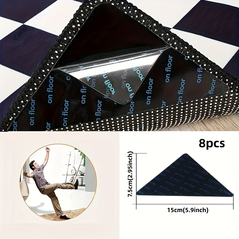 16/8pcs Carpet Non-slip Sticker Reusable Washable Anti Curling Carpet Patch  Fixed Stickers Floor Rug Mat Tape Gripper Corner Pad - AliExpress