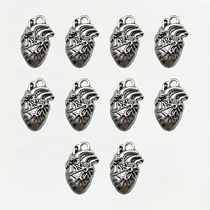 Punk Style Antique Silver Color Alloy Human Heart Organ - Temu