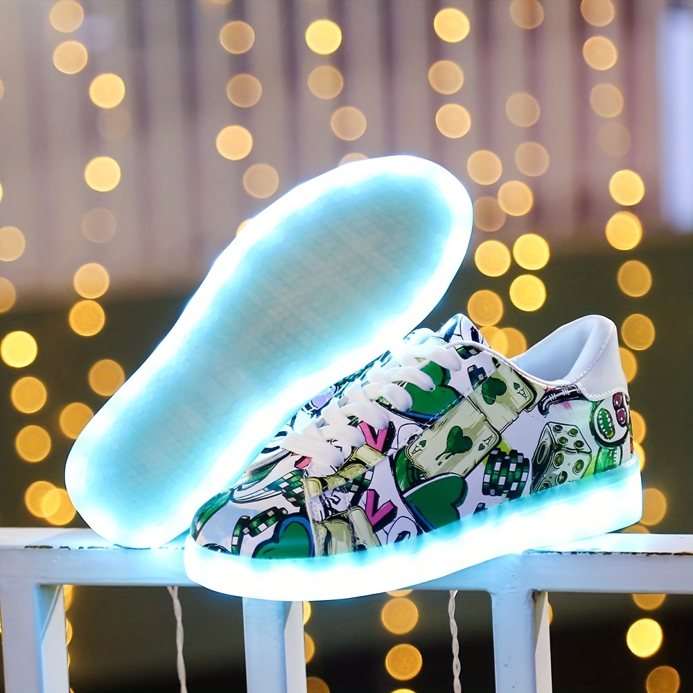 Women's Colorful Luminous Sneakers Multicolor Pattern Lace - Temu