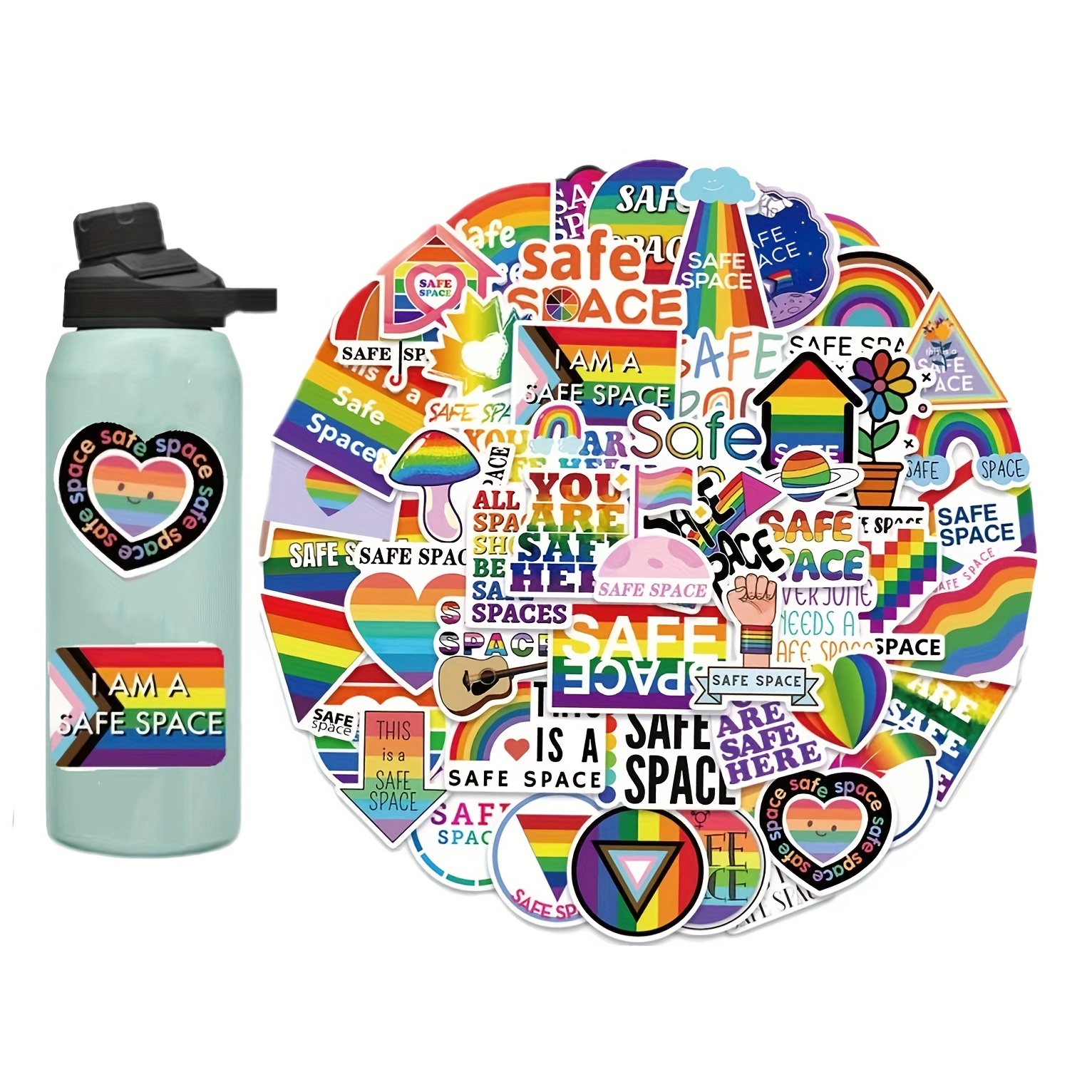 Rainbow Stickers colorful Rainbow Decal water Bottle - Temu