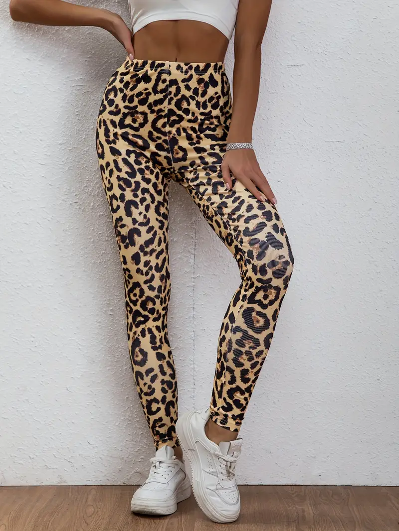 Leopard Print Fashion High Elastic Fitness Pants High - Temu