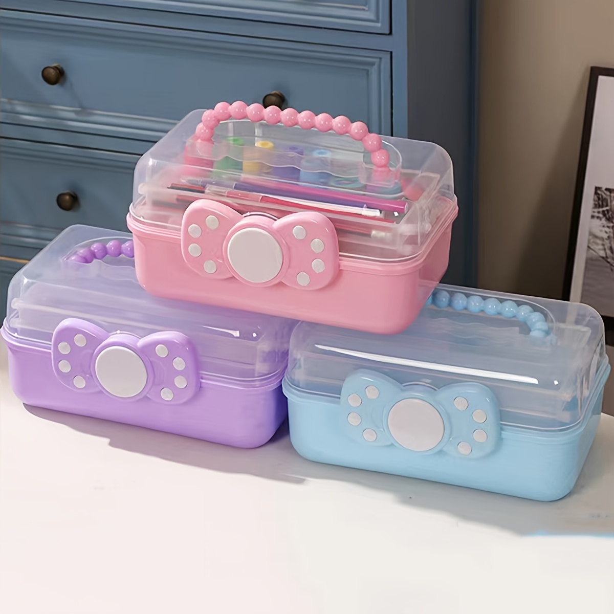 Portable Mini Multi Compartment Storage Box Double Layer - Temu