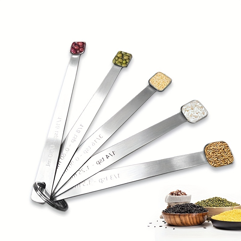 6pcs/set Kitchen Baking Tool Stainless Steel Rectangular Measuring Spoon  Seasoning Scale Combination Spoon