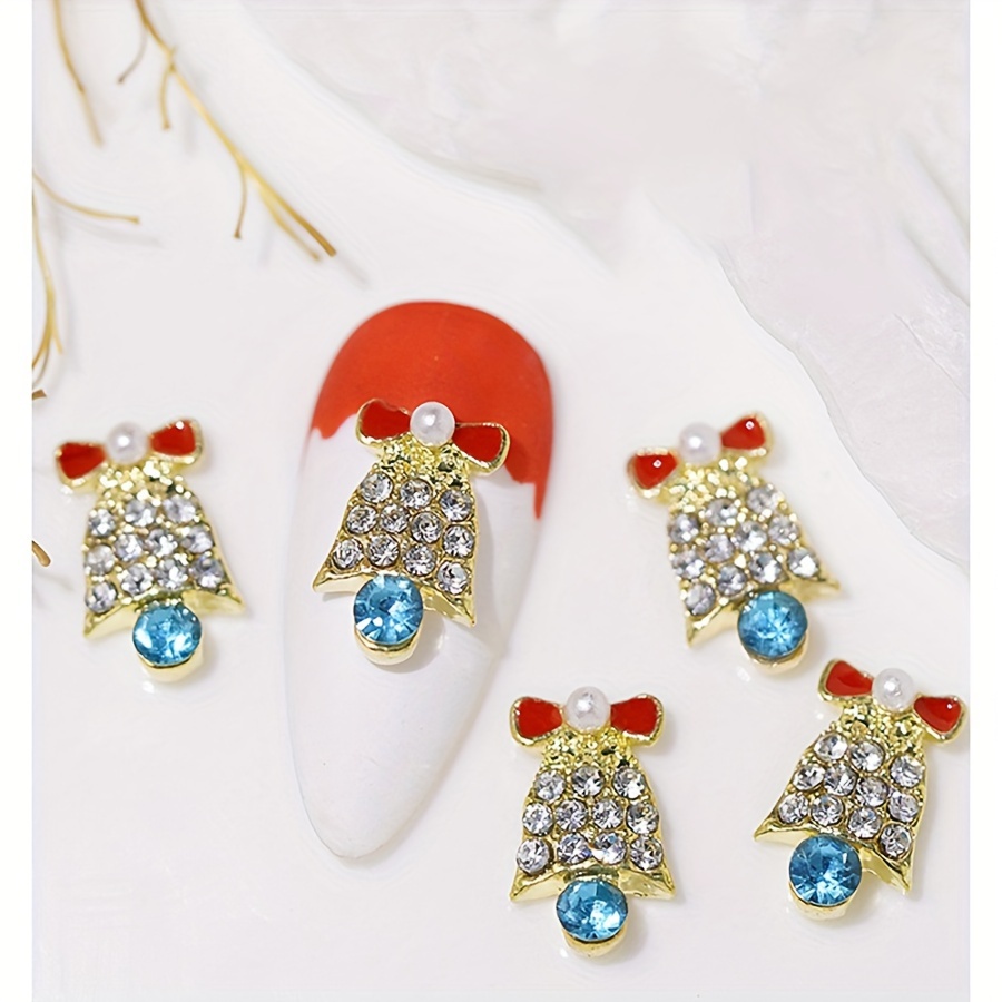 Christmas Nail Art Charms With Rhinestone 3d Alloy Santa - Temu