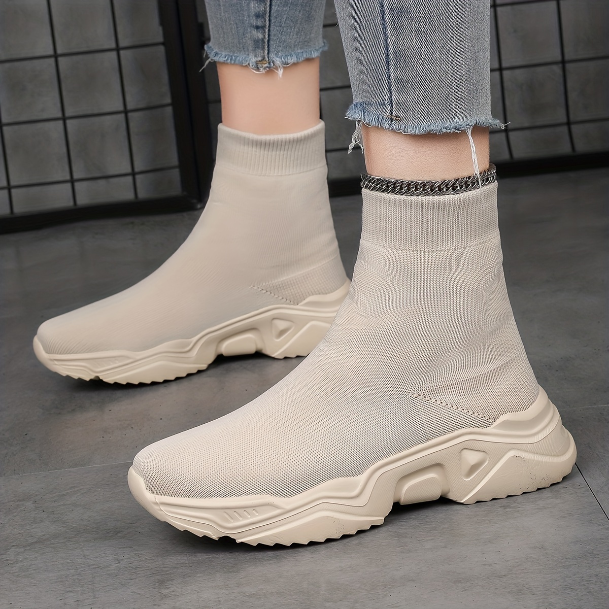 Women's High Top Breathable Sneakers Lightweight Slip On Shoes