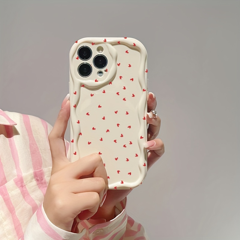 

Cream Painted Small Love Phone Case For Iphone 14/13promax/12pro/ Soft Shell Anti-fall 11/xr/xsnax/xs/7/8plus