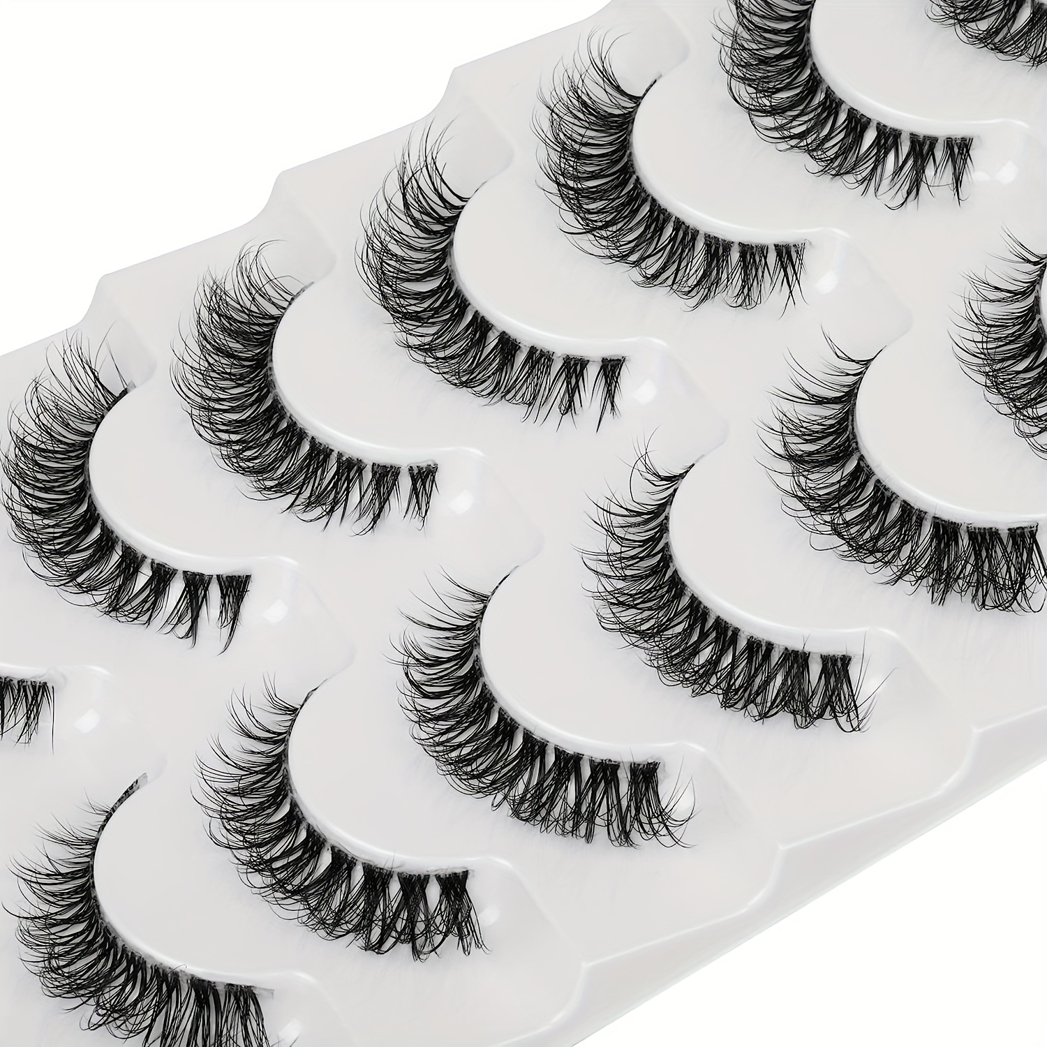 

Faux Mink Eyelashes With Transparent Stem, Russian Strip Lashes Fluffy Natural Look Wispy 13mm Short False Eyelashes Invisible 3d Fake Lashes ( 7 Pair )