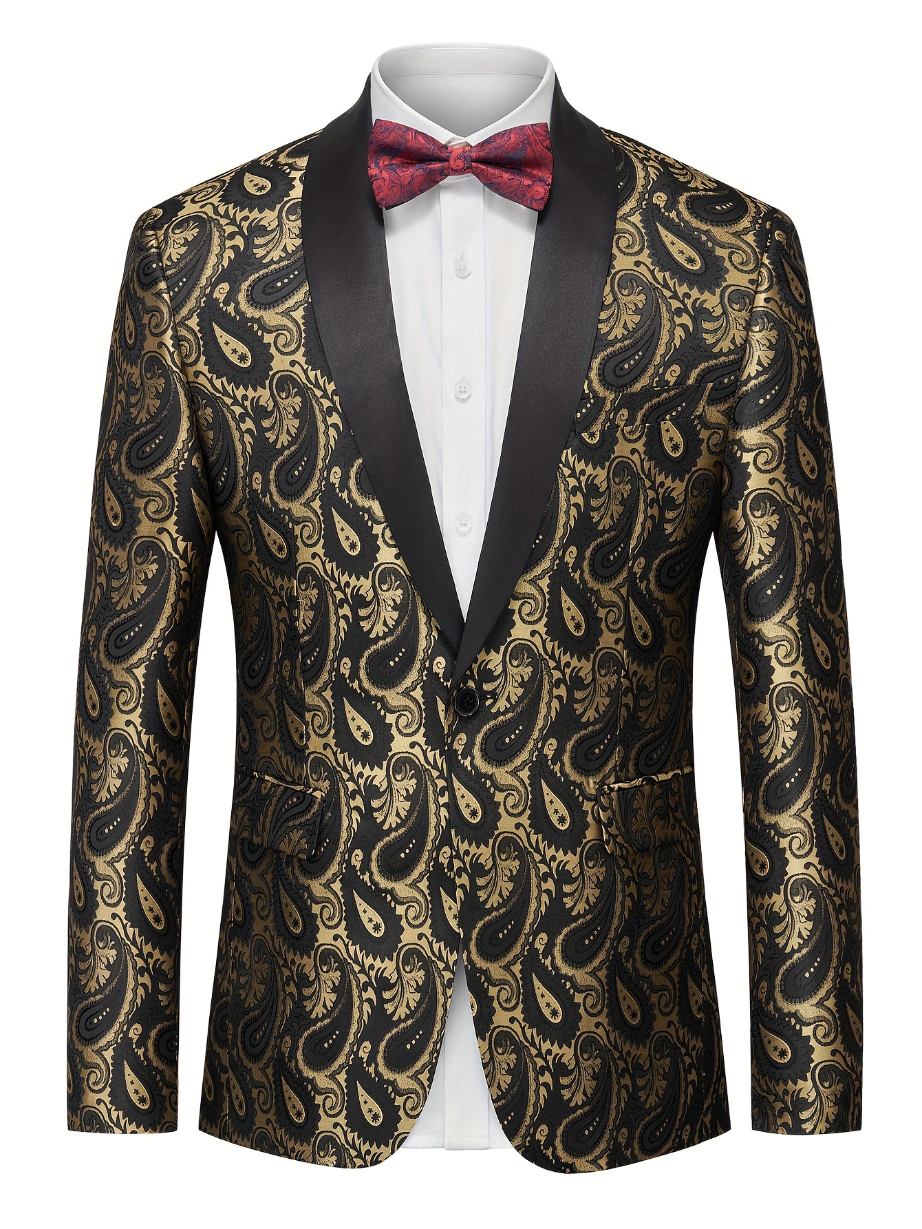 Olyvenn Deals Men's Casual Blazer Jacket One Button Paisley Dinner Suit Jackets Party Prom Wedding Blazer Coat Fashion Winter Top Coat for Men 2023