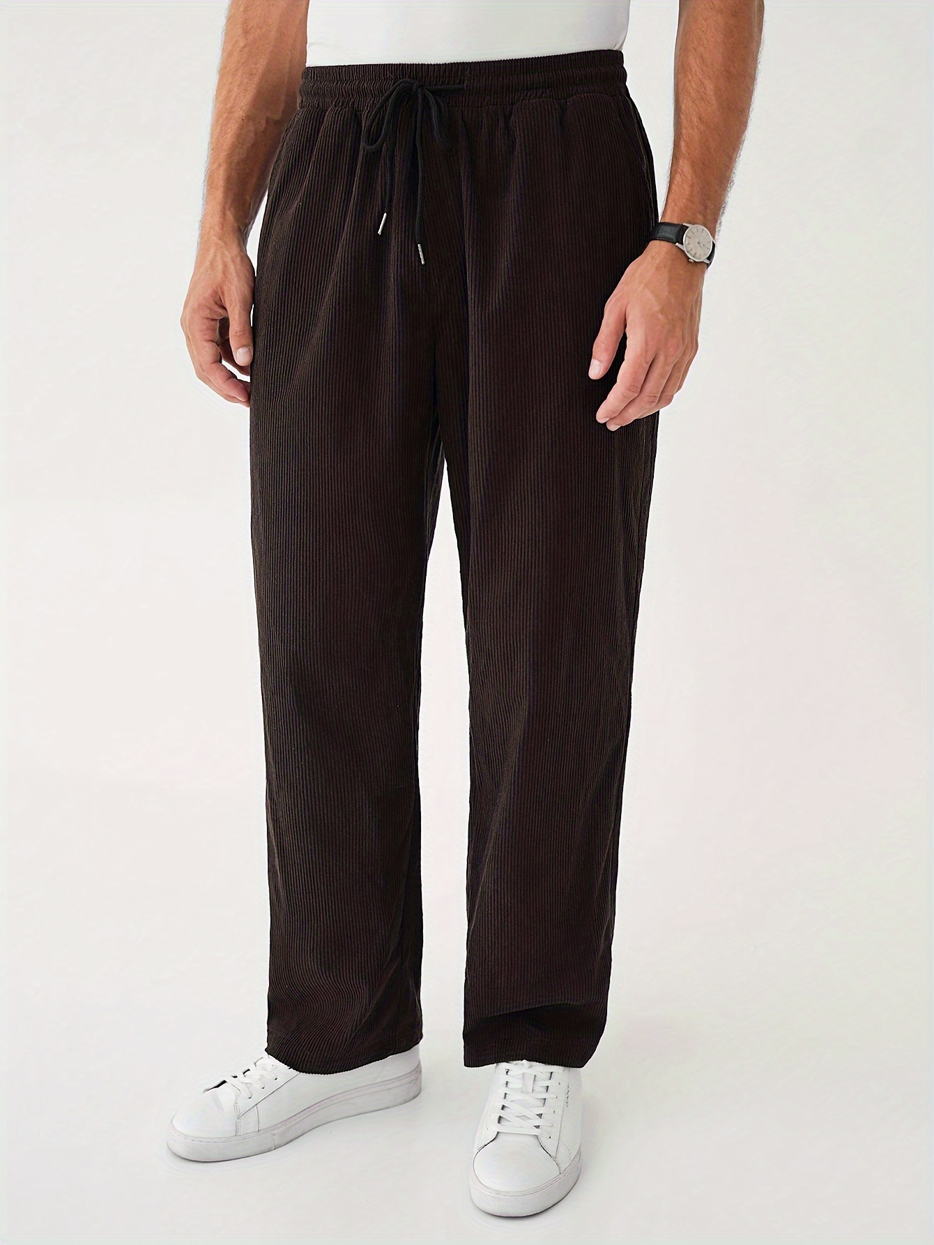 Pantalones Anchos de Pana Casual de otoño Invierno para Hombre Pantalones  Sueltos de Moda de Color sólido: : Moda