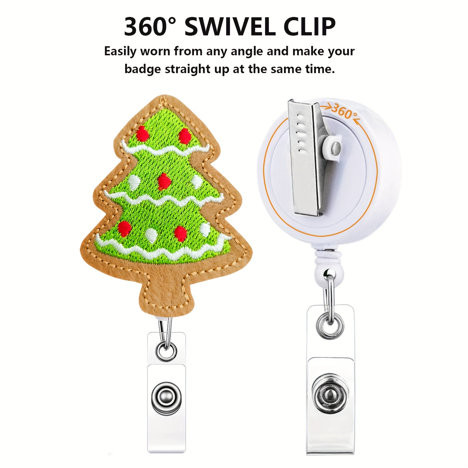 4pcs Christmas Badge Reels Retractable Badge Reels With Alligator Clip  Holiday Badge Holders Retractable Cute Gingerbread Man Christmas Tree Name  ID B