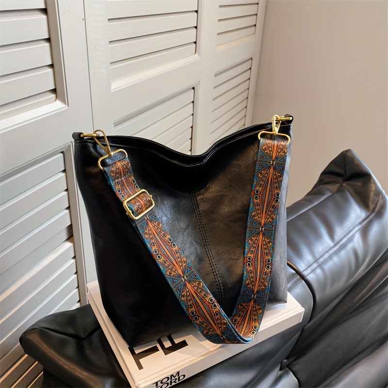 Crossbody bag Women wide shoulder straps Handbag Leather Bag Messenger Tote  Bag