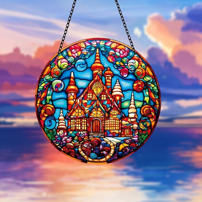 Fairy Castle Cottage Pattern Window Hanging Colorful House - Temu