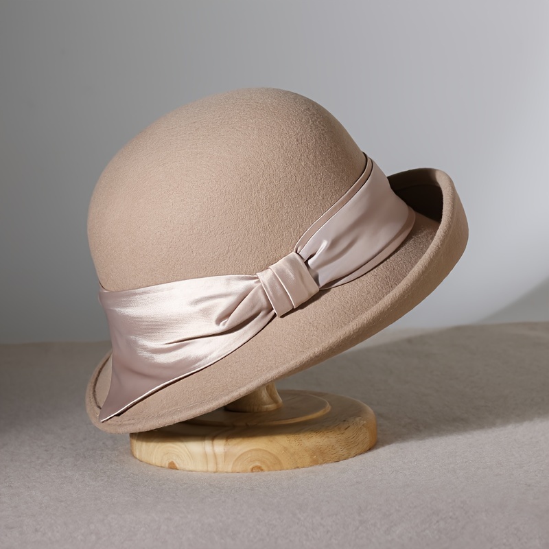 Classic Ruffle Wool Bucket Hat Elegant French Style Basin Hat Lightweight Fedoras Felt Hats for Women Autumn & Winter,Temu