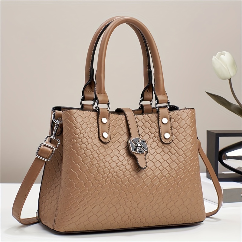 PU Leather Braided Handbag Shoulder Bag Strap Bag Handle