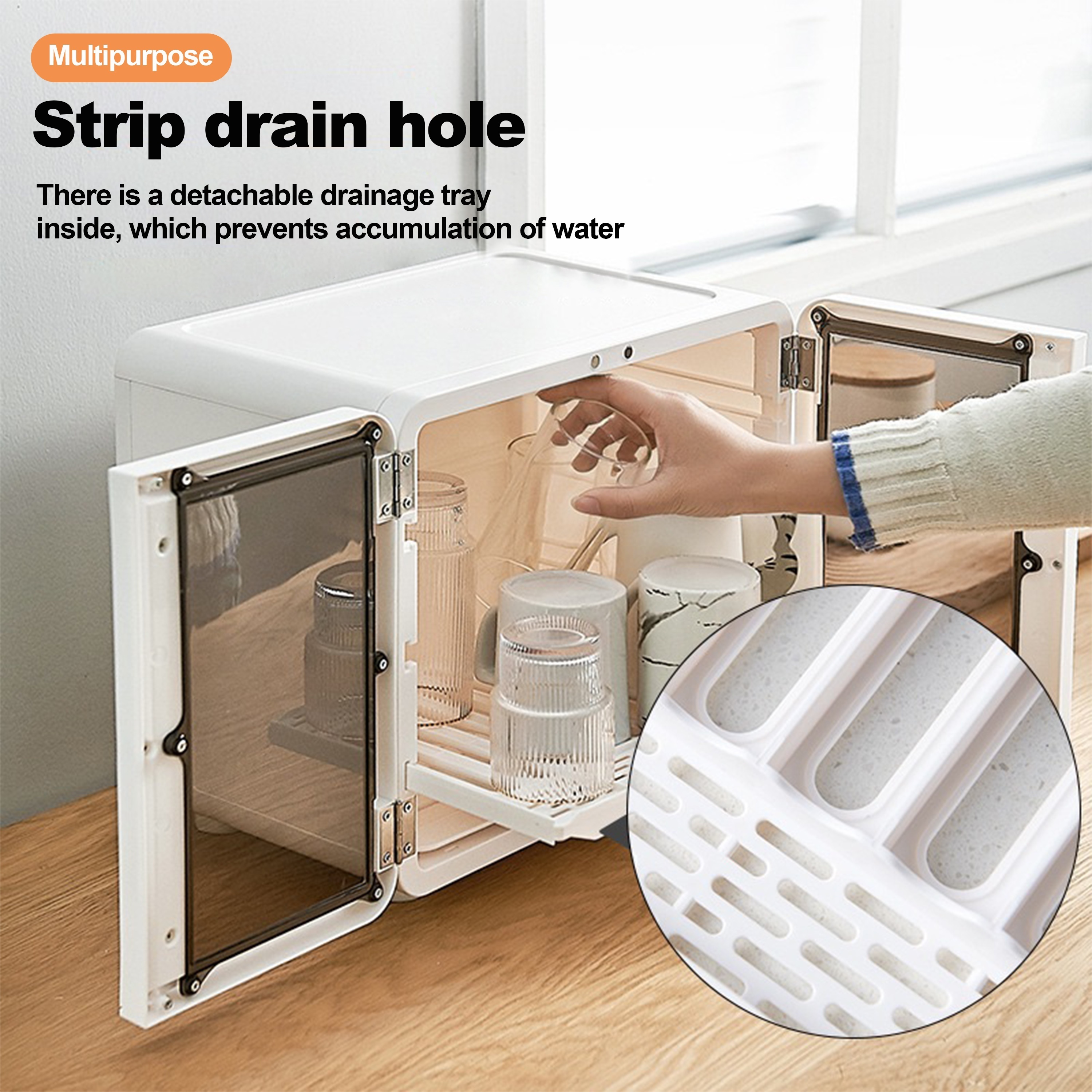 Home :: Home and Kitchen :: Dish Rack with Cover Dust-Proof Plastic Dish