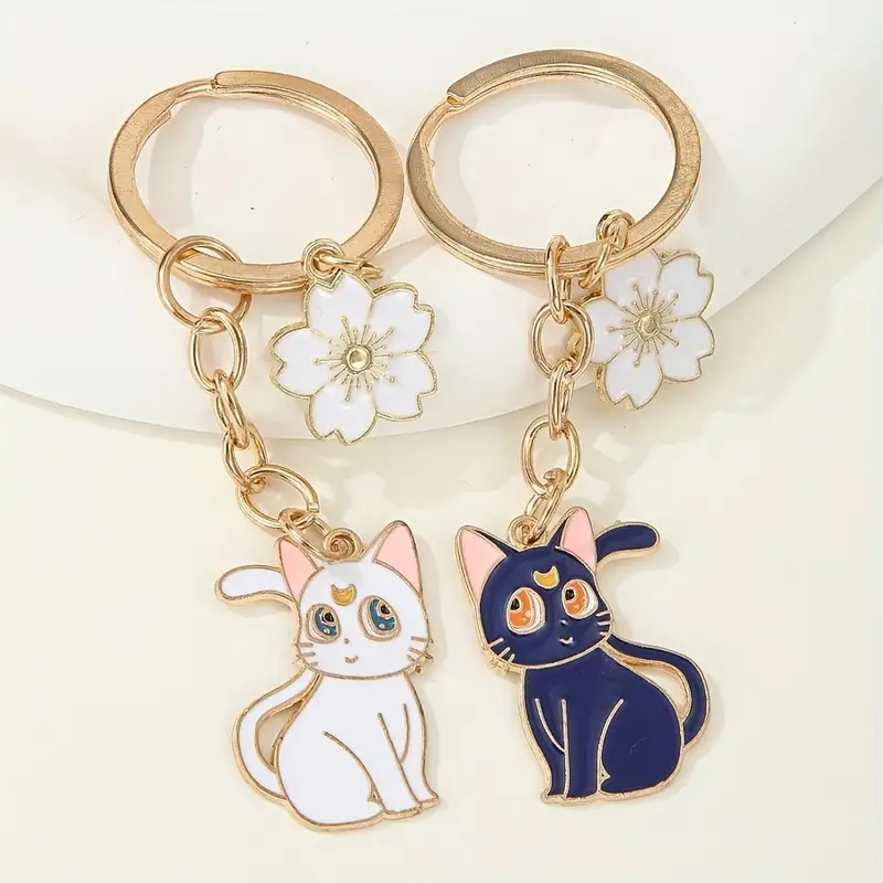 Porte-clés de dessin animé, mignon japonais Anime Kawaii chat Animal  voiture pendentif porte-clés ornement sac sac à main breloque accessoires