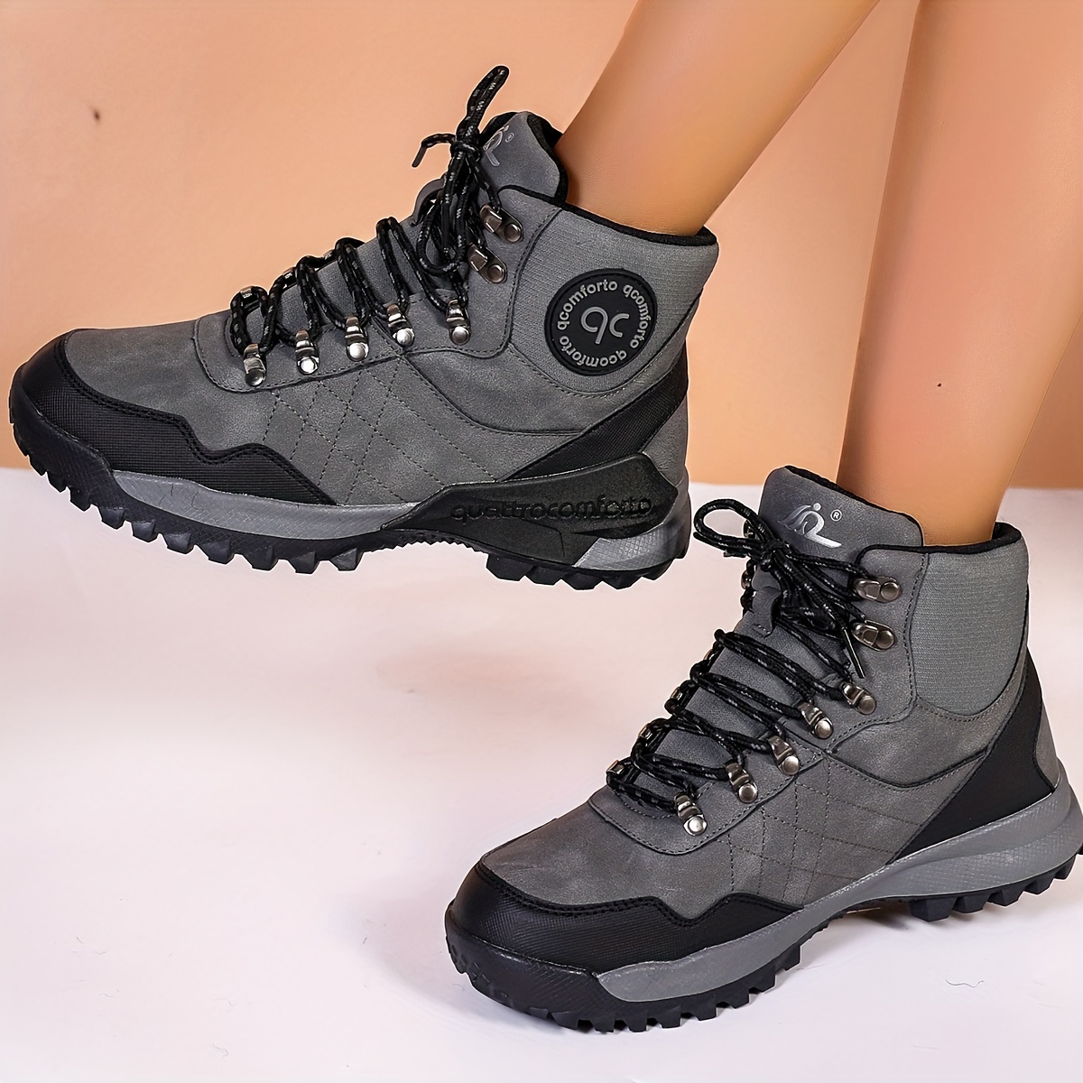 Women's Outdoor Sneaker Boots High Top Thick Bottom Lace Up Shoes