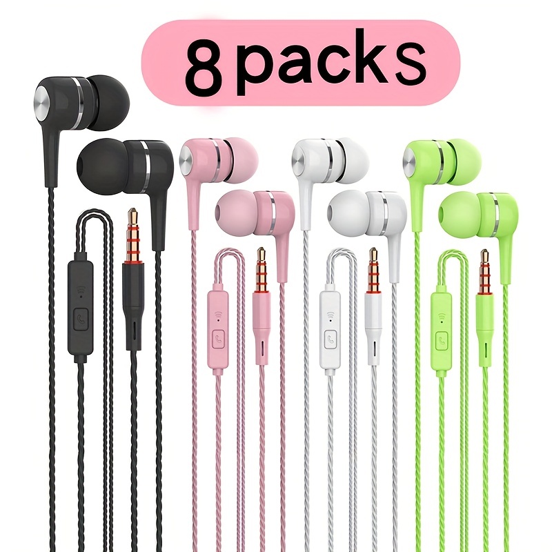 

4/8pcs Earphones With Microphone, Soundproof In Ear Phone Earphones, Powerful Bass, High-definition, Suitable For Iphone, Ipod, Ipad, Mp3, And Most 3.5mm Jack Wired Headphones