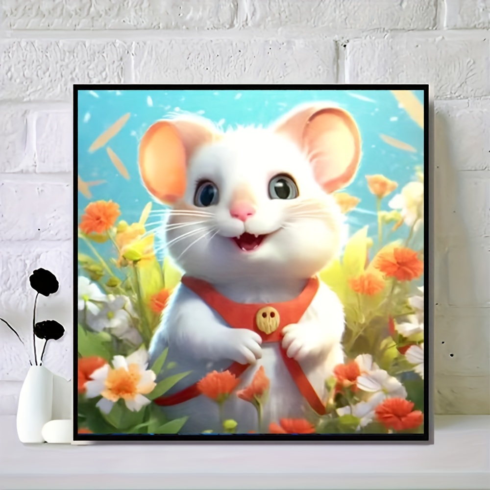 Rat And Flowers Diamond Painting Cute Animal Design Embroidery House  Decorations